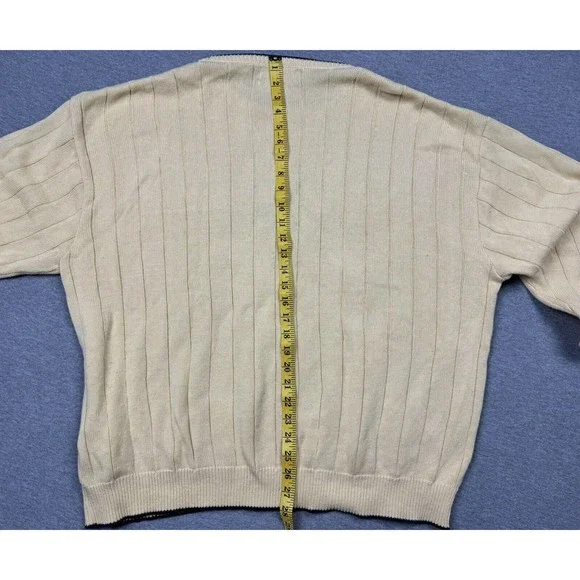 Pinnacle Embroidered Sweater Mens 2XL Yellow Golf Ribbed Cotton Knit Pullover - Picture 9 of 10